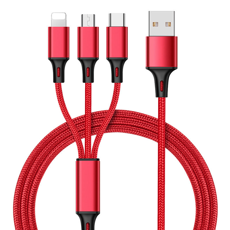 Nylon woven mini one to three data cable