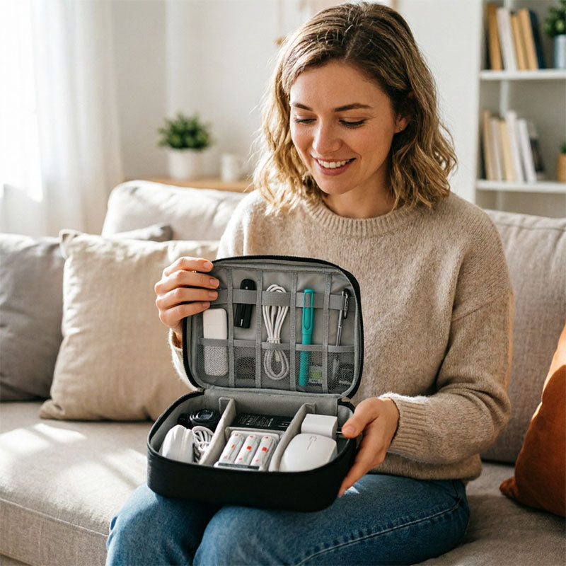 Waterproof travel cable organizer bag