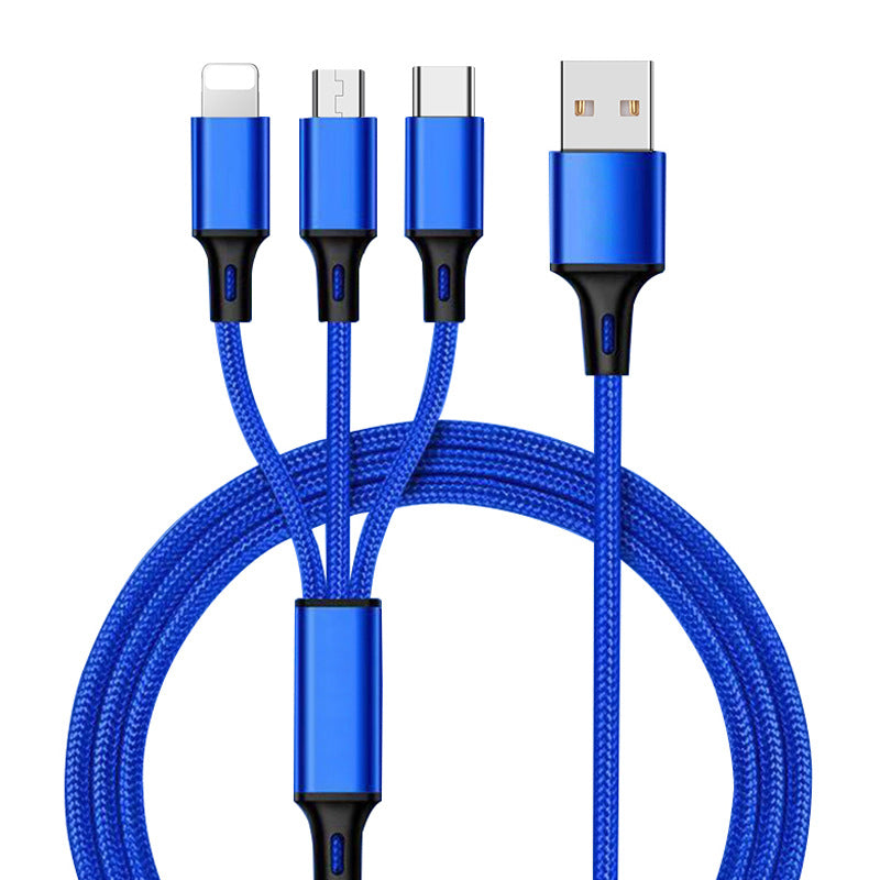 Nylon woven mini one to three data cable