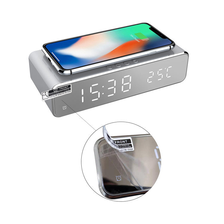 Smart LED digital alarm clock with wireless charging