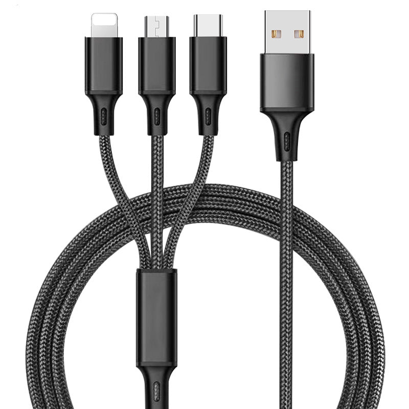 Nylon woven mini one to three data cable