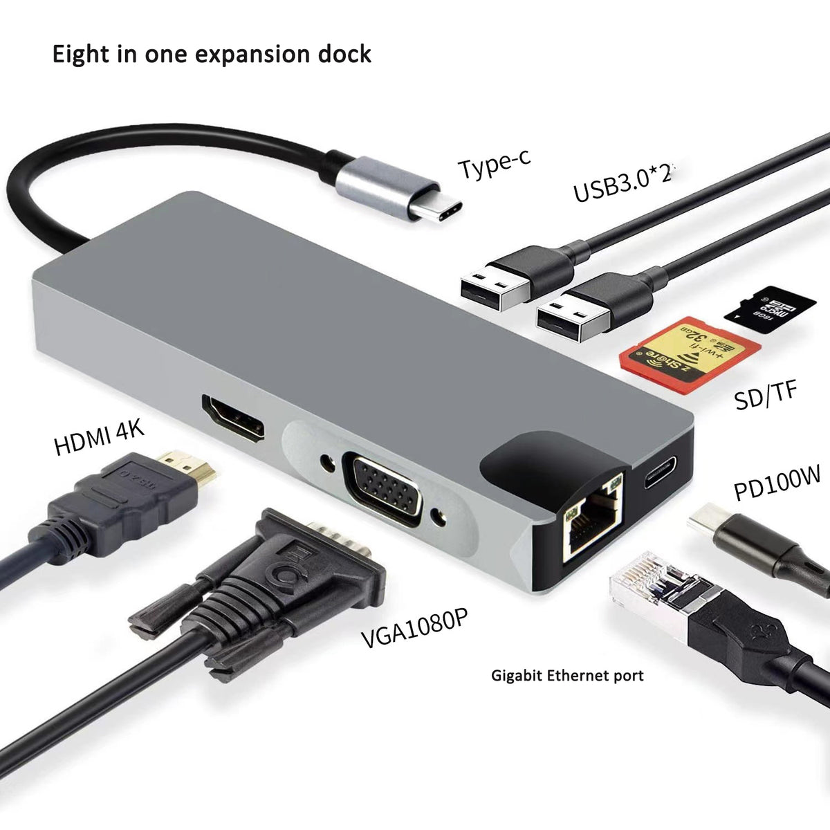 Type-C hub with HDMI cable for high-definition display