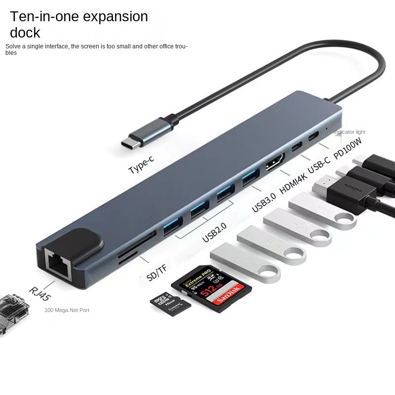 Type-C hub with HDMI cable for high-definition display