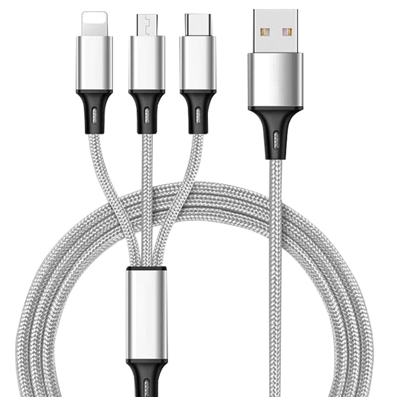 Nylon woven mini one to three data cable