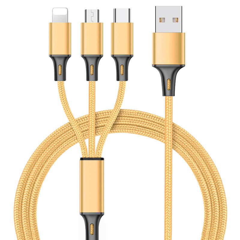 Nylon woven mini one to three data cable