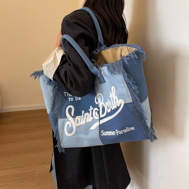 Denim Large Capacity Tote Bag